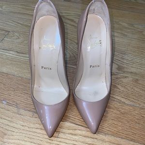 Christian louboutin pigalle nude patent leather heels